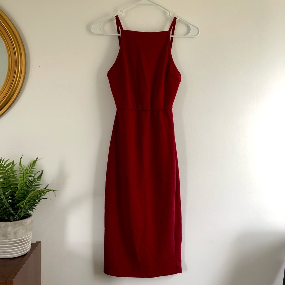 Red Midi Bodycon Dress